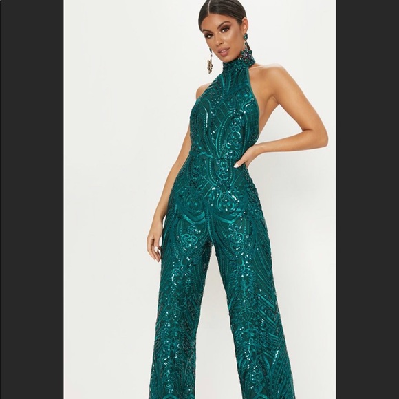 PrettyLittleThing Other - Teal Sequins Jumpsuit